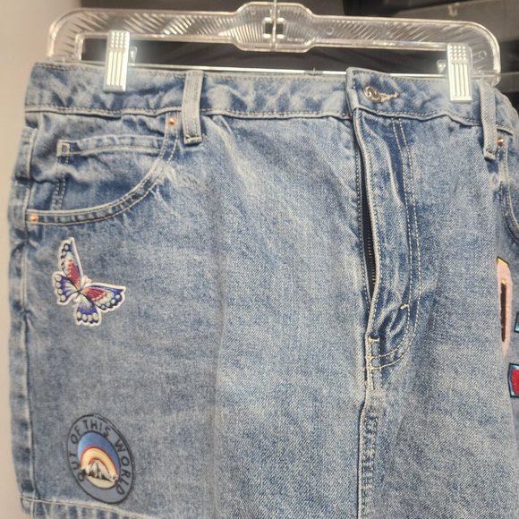 wild Fable denim patchwork mini skirt 18 nwot Academia College 3/$25 - Picture 3 of 13